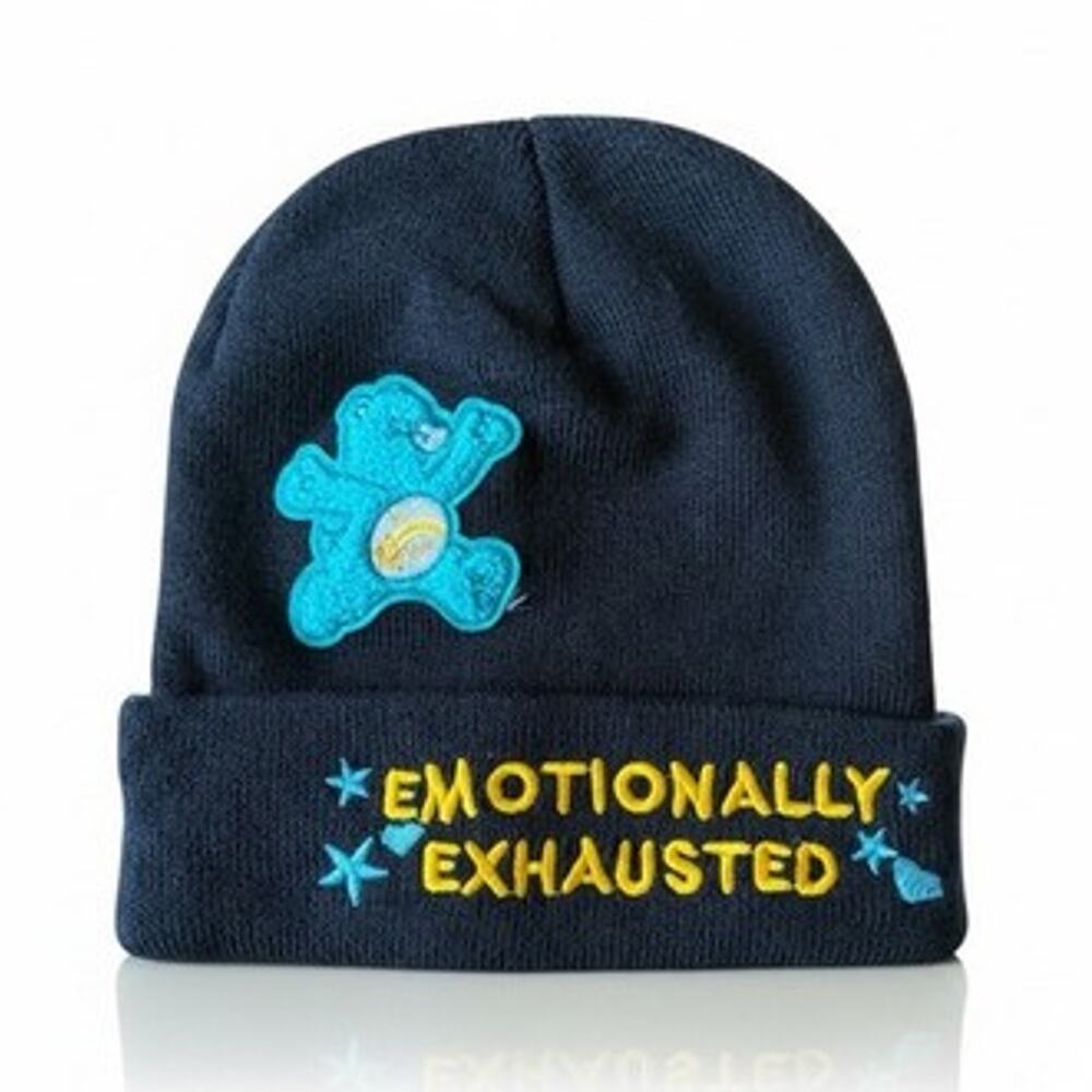 Care Bears Beanie OS Black Embroidered Emotionally Exhausted Bedtime Bear Hat
